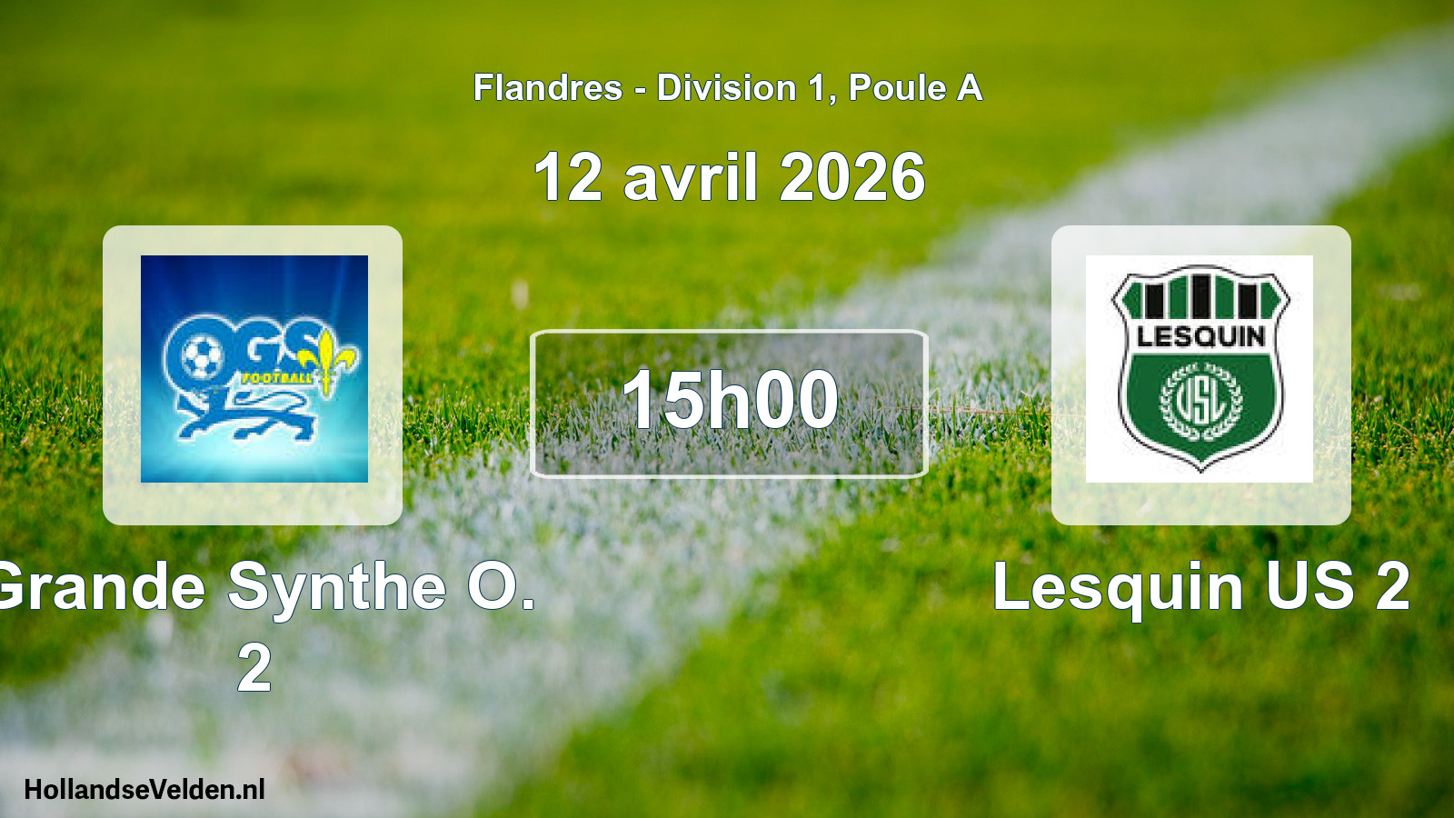 Match programmé: Grande Synthe O. 2 - Lesquin US 2 (12 avril 2026)