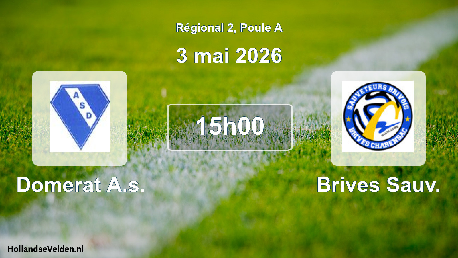 Geplande wedstrijd: Domerat A.s. - Brives Sauv. (3 mai 2026)