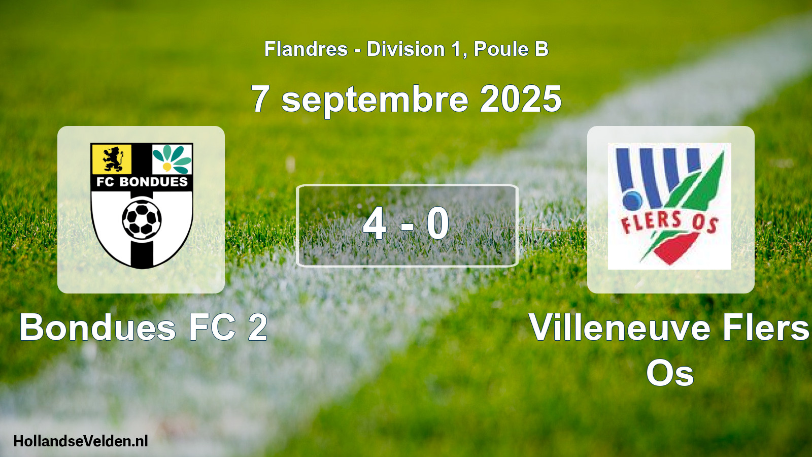 Match joué: Bondues FC 2 - Villeneuve Flers Os 4 - 0 (7 septembre 2025)