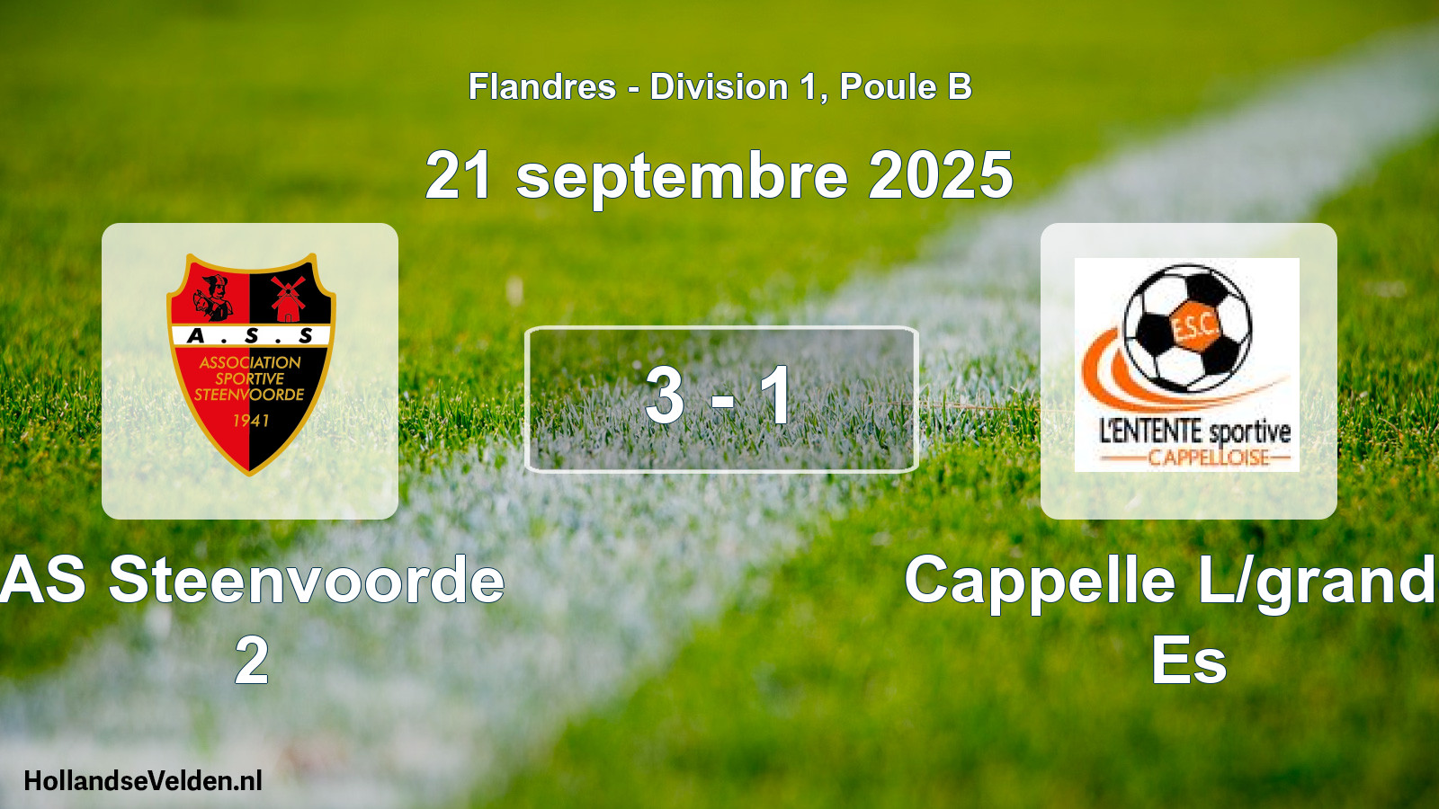 Total number of matches played: AS Steenvoorde 2 - Cappelle L/grande Es 3 - 1 (21 September 2025)