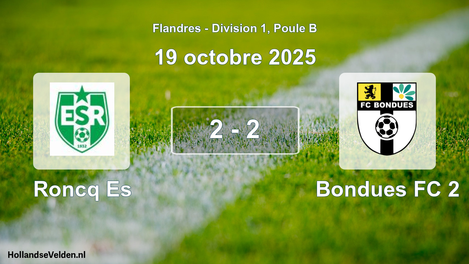Gespeelde wedstrijd: Roncq Es - Bondues FC 2 2 - 2 (19 oktober 2025)