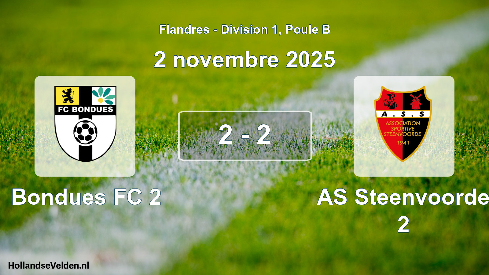 Total number of matches played: Bondues FC 2 - AS Steenvoorde 2 2 - 2 (2 November 2025)