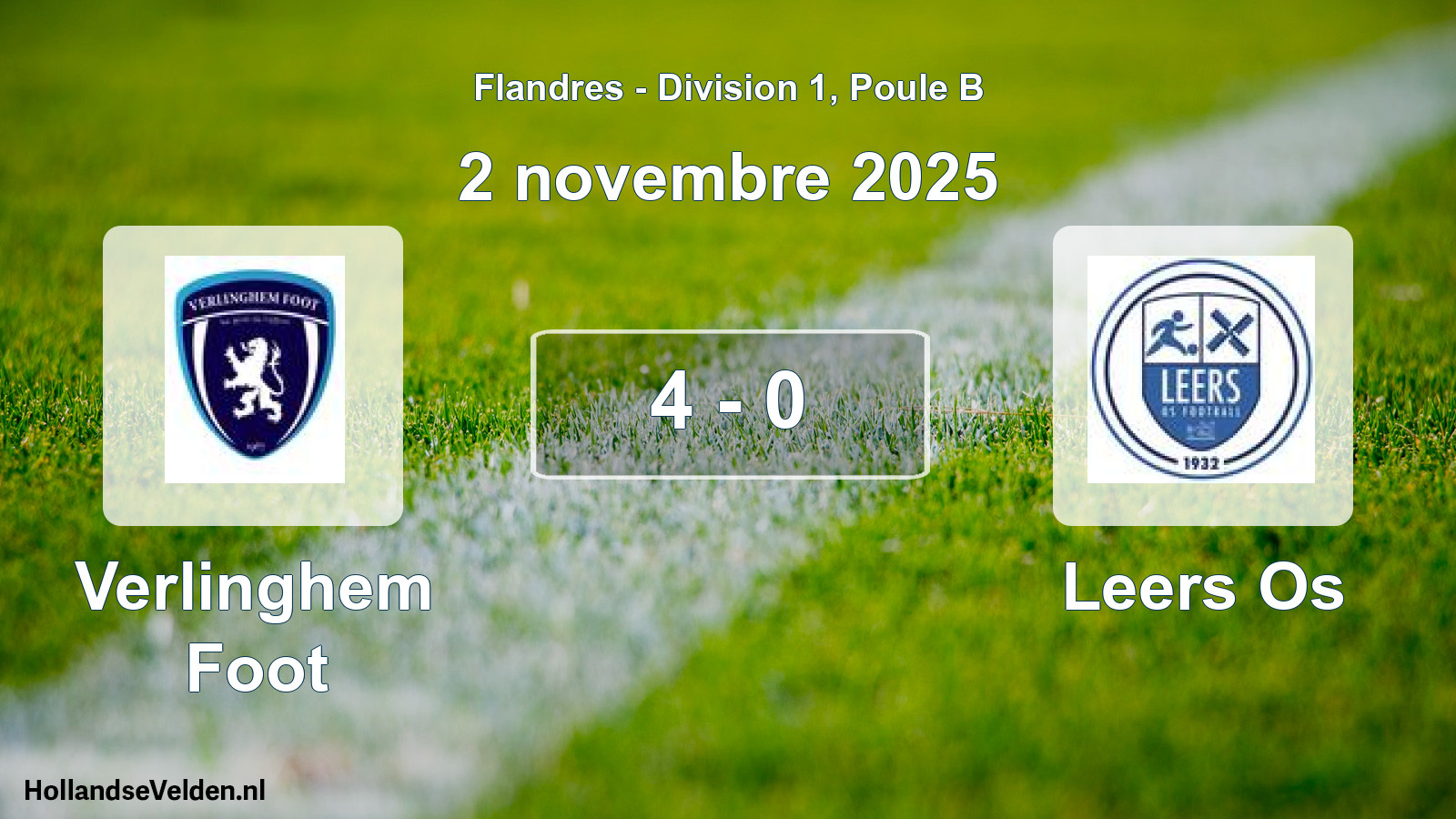 Total number of matches played: Verlinghem Foot - Leers Os 4 - 0 (2 November 2025)