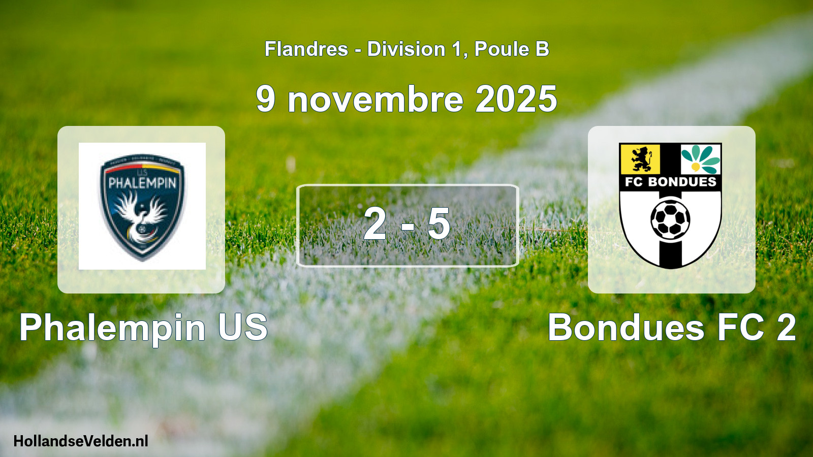 Match joué: Phalempin US - Bondues FC 2 2 - 5 (9 novembre 2025)
