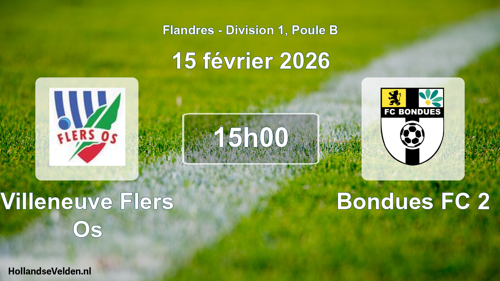 Match programmé: Villeneuve Flers Os - Bondues FC 2 (15 février 2026)