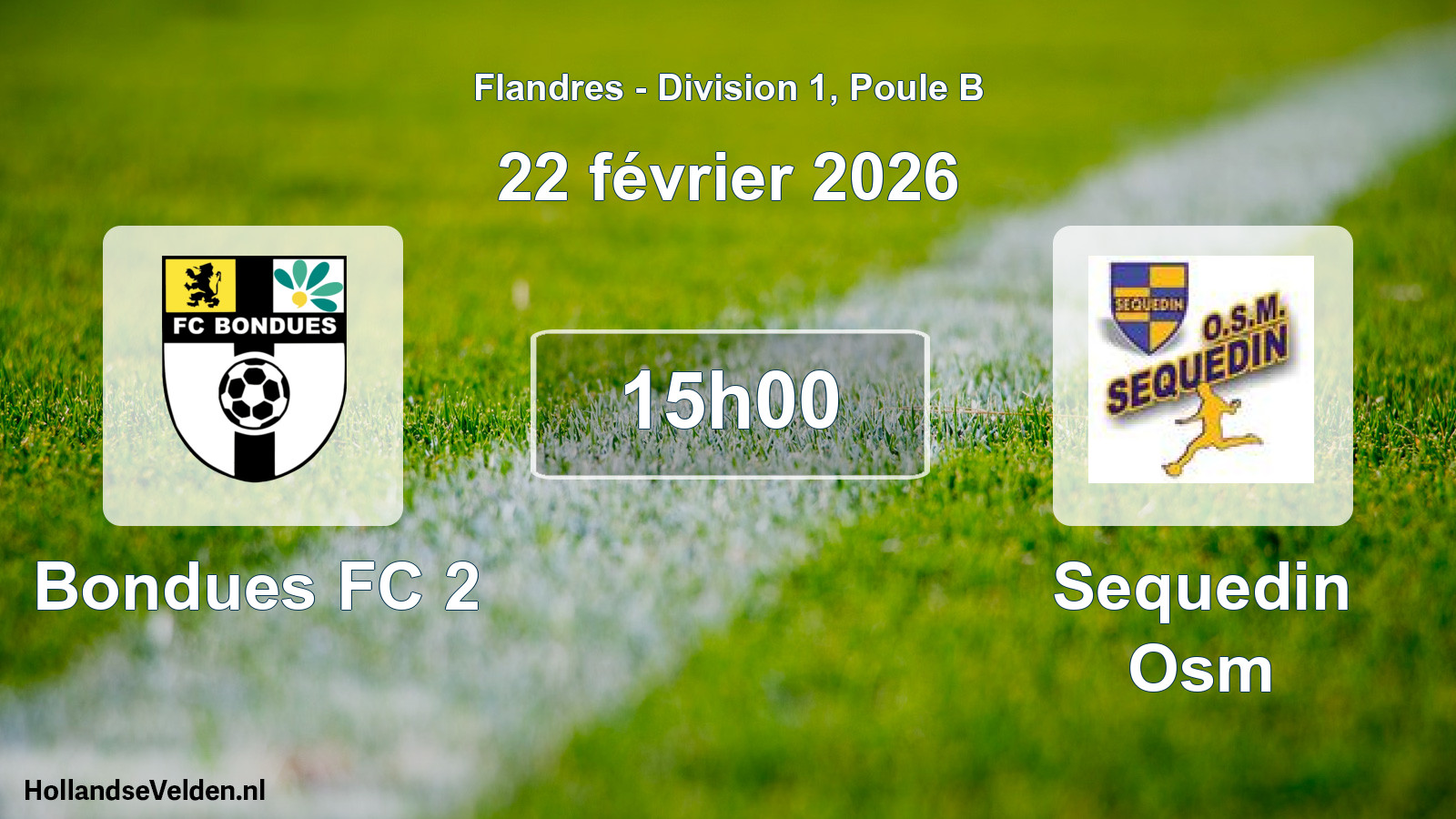 Match programmé: Bondues FC 2 - Sequedin Osm (22 février 2026)