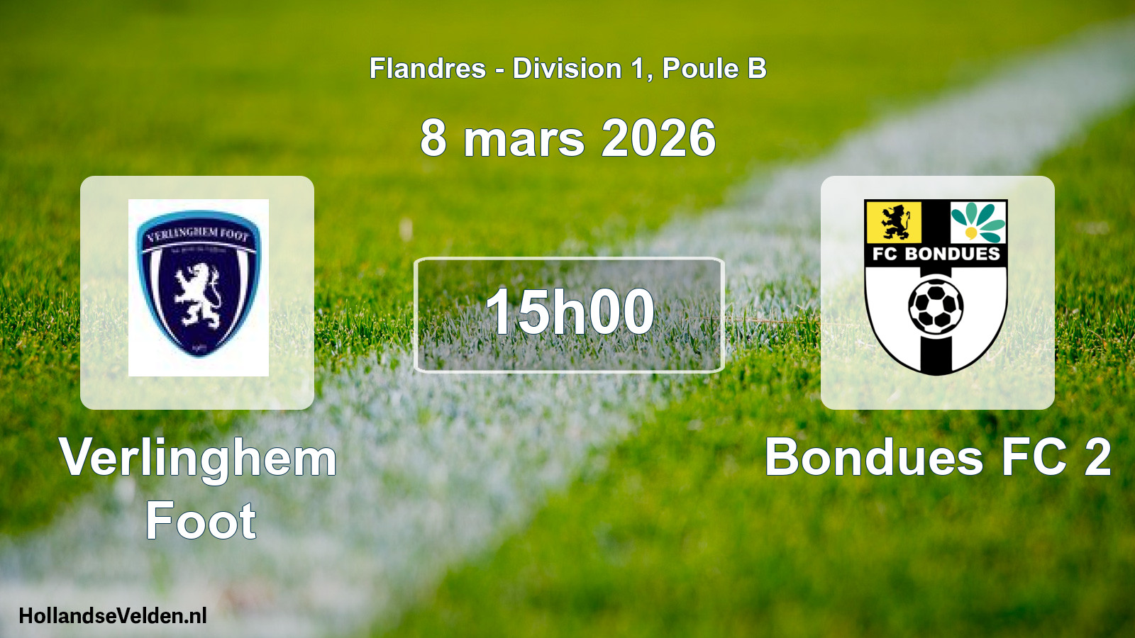 Match programmé: Verlinghem Foot - Bondues FC 2 (8 mars 2026)