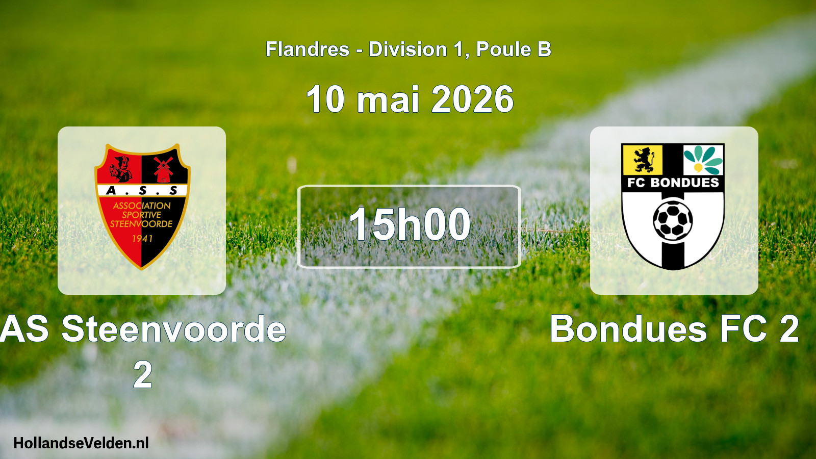Match programmé: AS Steenvoorde 2 - Bondues FC 2 (10 mai 2026)