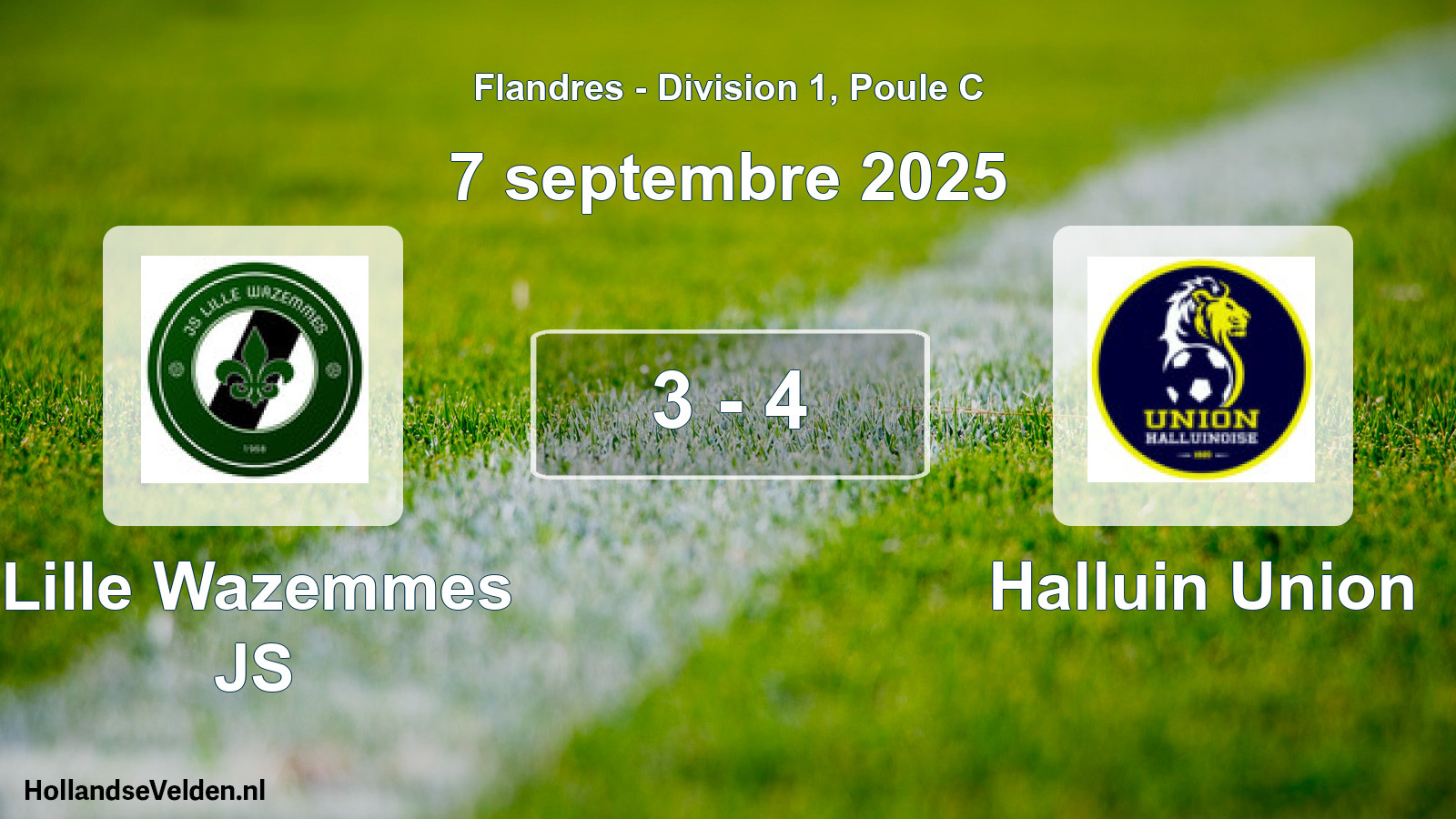 Match joué: Lille Wazemmes JS - Halluin Union 3 - 4 (7 septembre 2025)