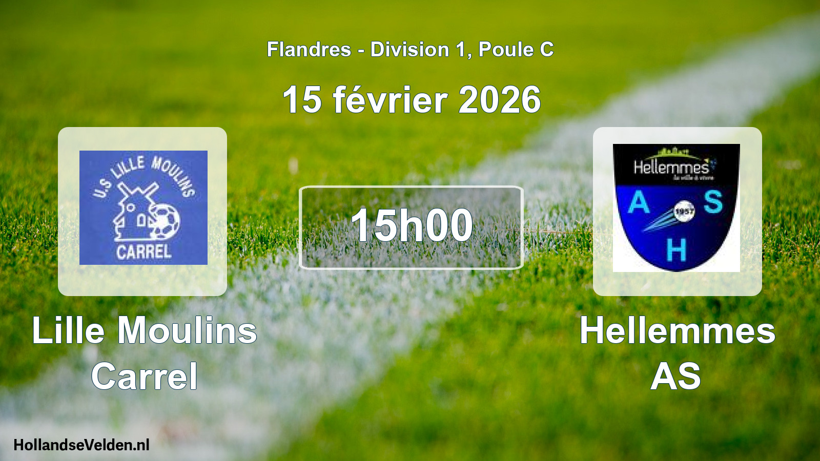 Match programmé: Lille Moulins Carrel - Hellemmes AS (15 février 2026)