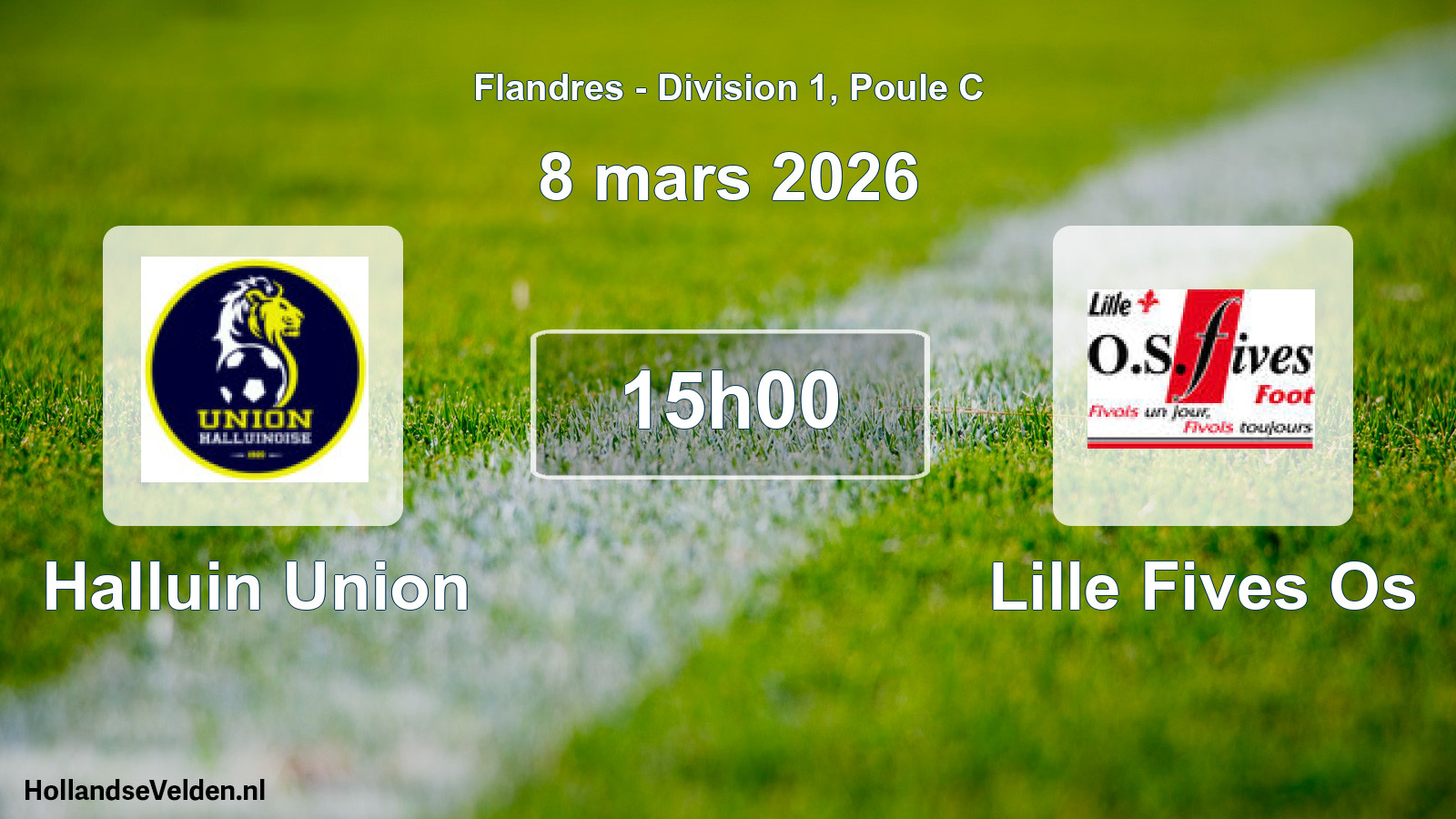 Geplande wedstrijd: Halluin Union - Lille Fives Os (8 maart 2026)