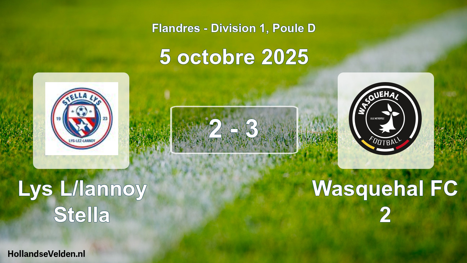 Match joué: Lys L/lannoy Stella - Wasquehal FC 2 2 - 3 (5 octobre 2025)