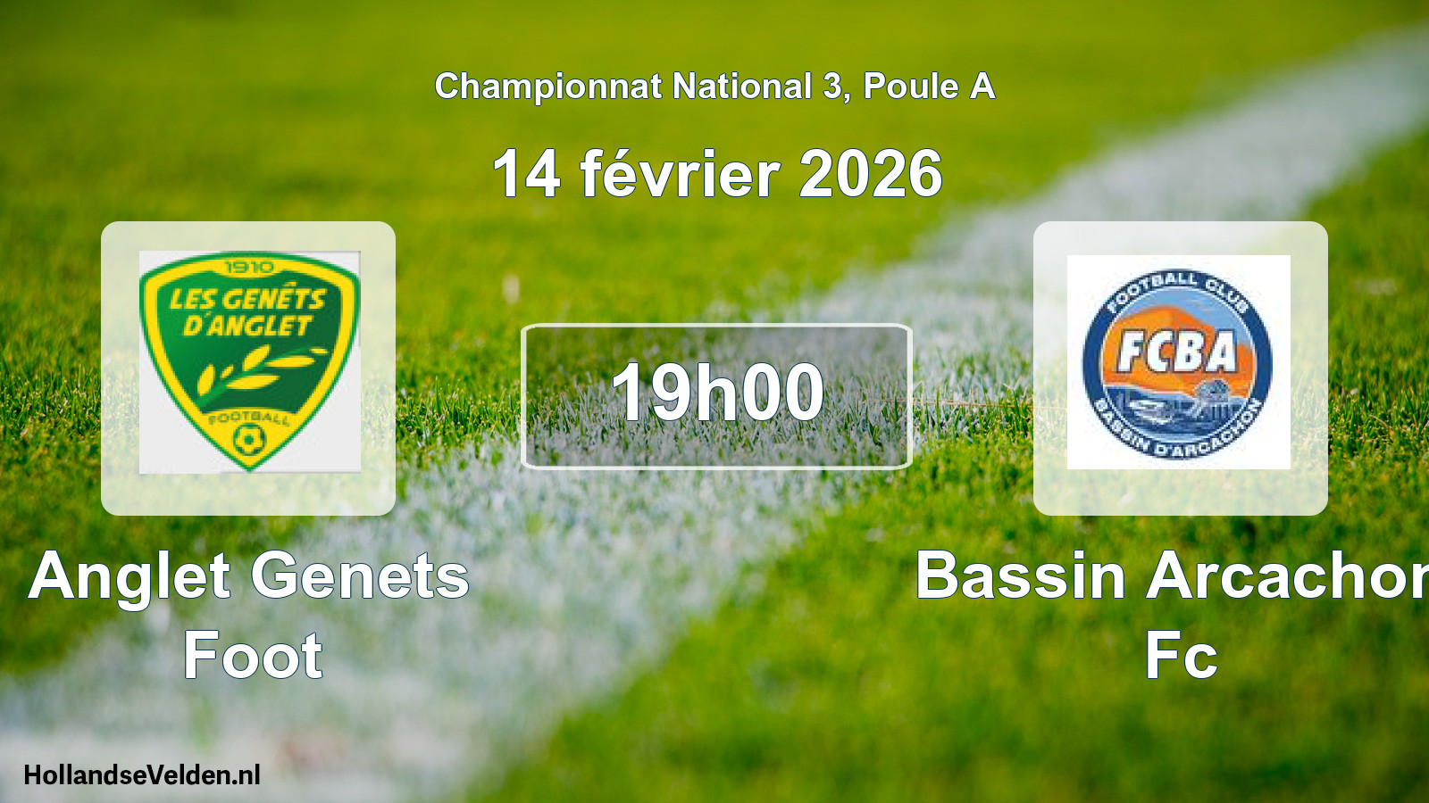 Geplande wedstrijd: Anglet Genets Foot - Bassin Arcachon Fc (14 février 2026)