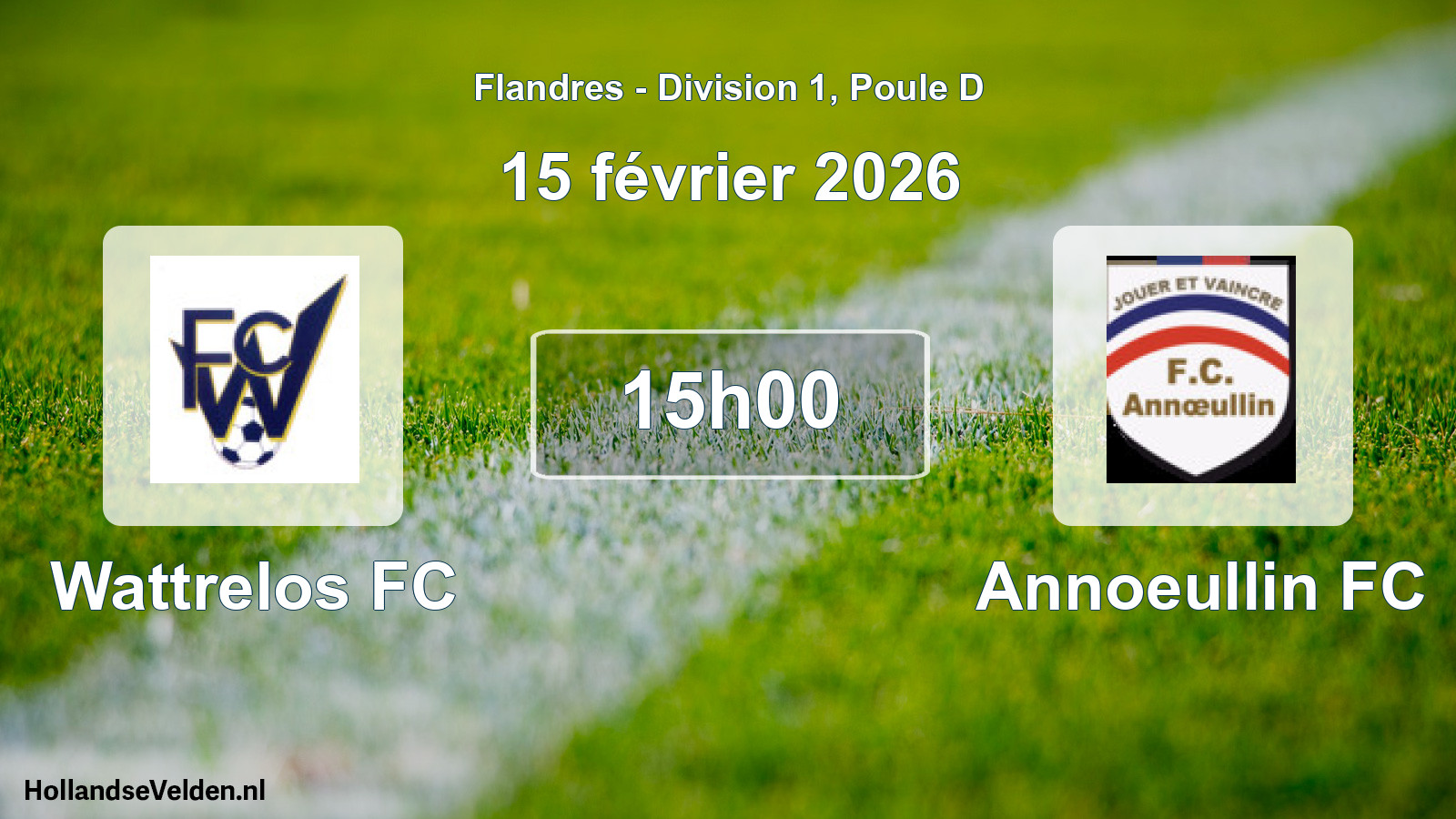 Match programmé: Wattrelos FC - Annoeullin FC (15 février 2026)