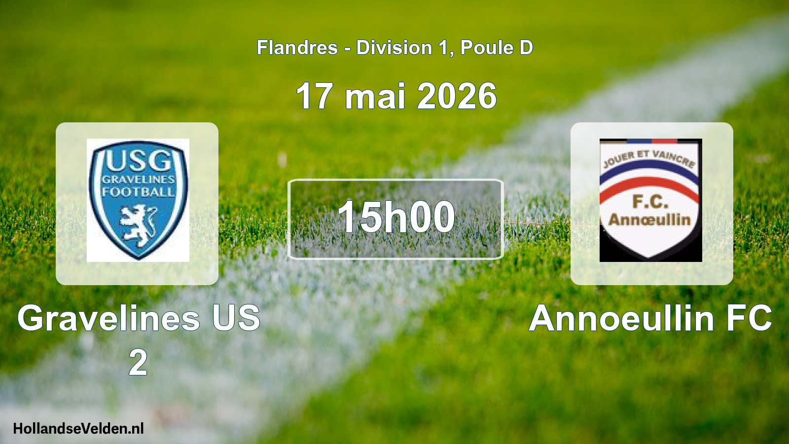 Match programmé: Gravelines US 2 - Annoeullin FC (17 mai 2026)