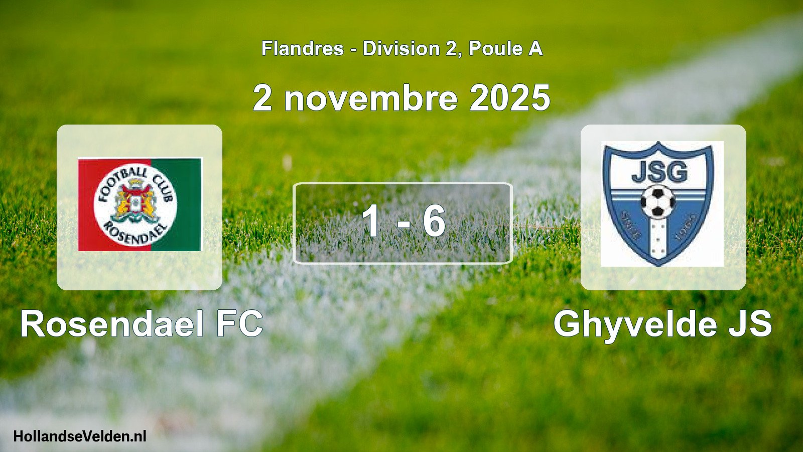 Match joué: Rosendael FC - Ghyvelde JS 1 - 6 (2 novembre 2025)