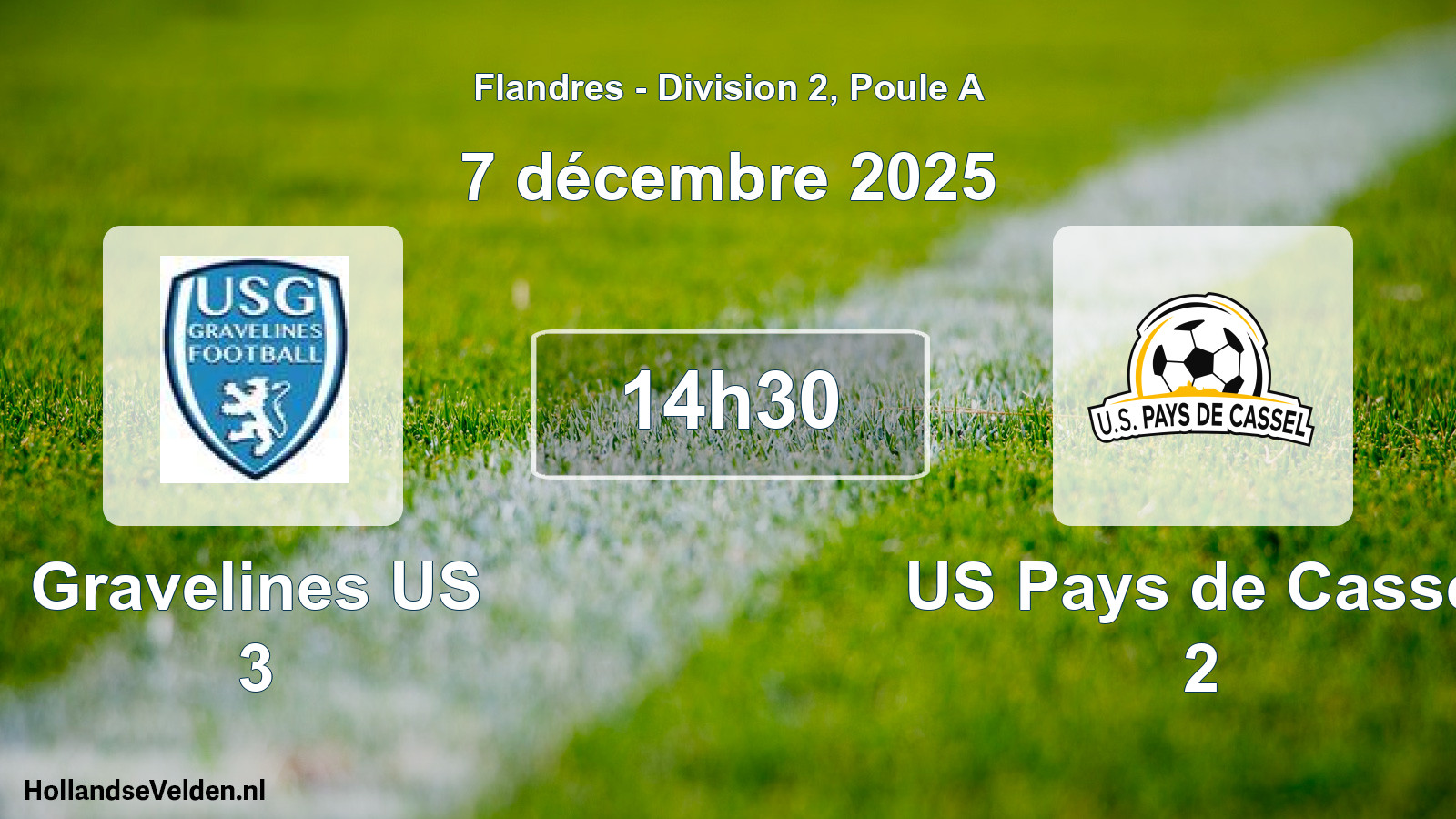 Match programmé: Gravelines US 3 - US Pays de Cassel 2 (7 décembre 2025)