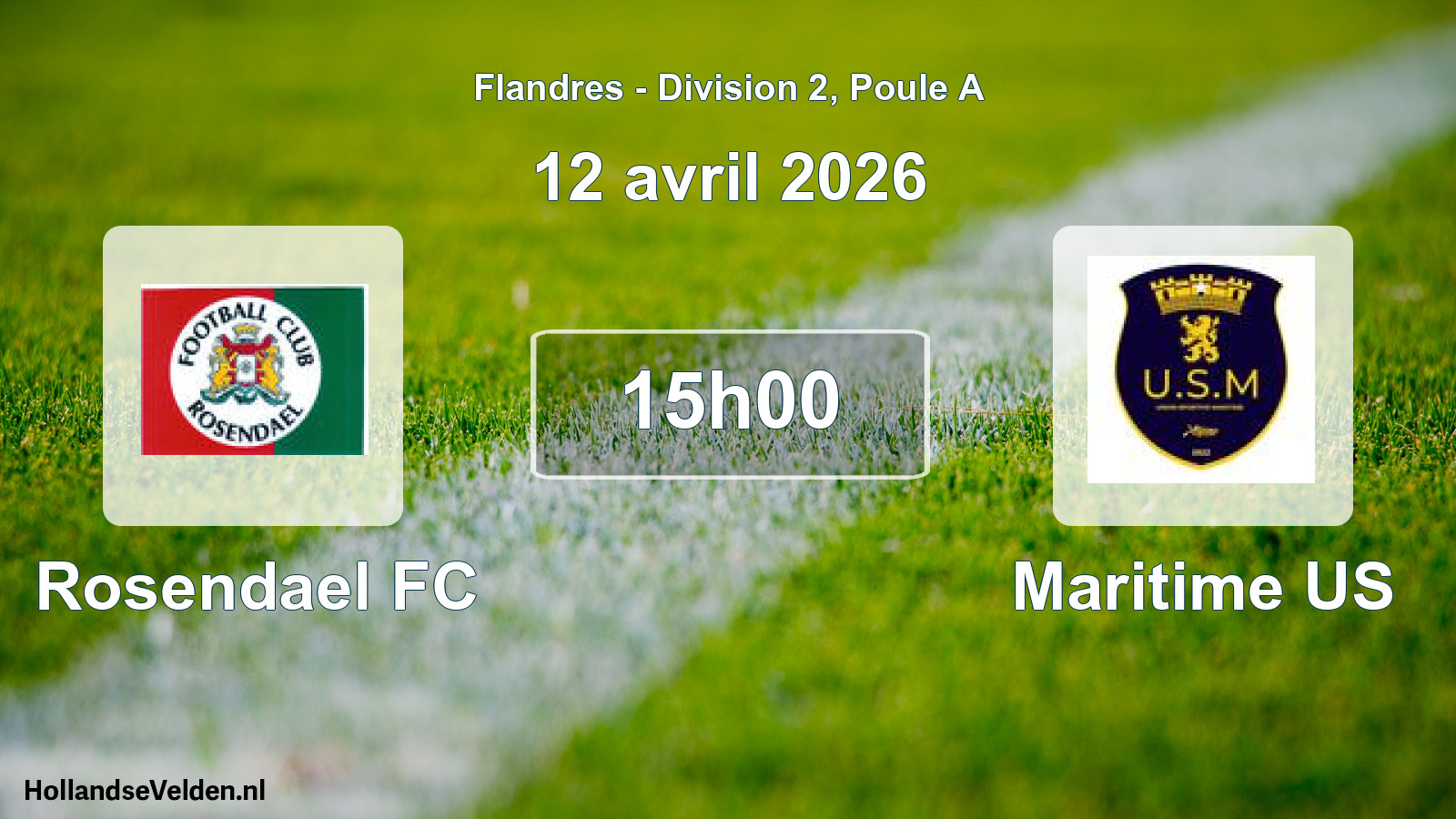 Match programmé: Rosendael FC - Maritime US (12 avril 2026)