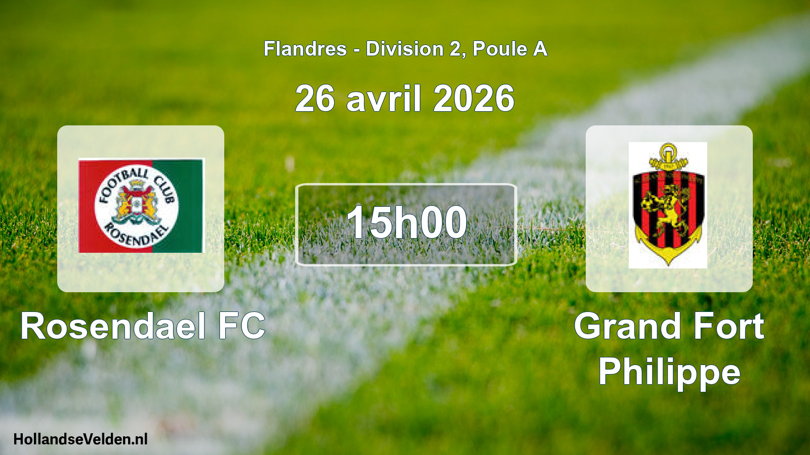 Match programmé: Rosendael FC - Grand Fort Philippe (26 avril 2026)