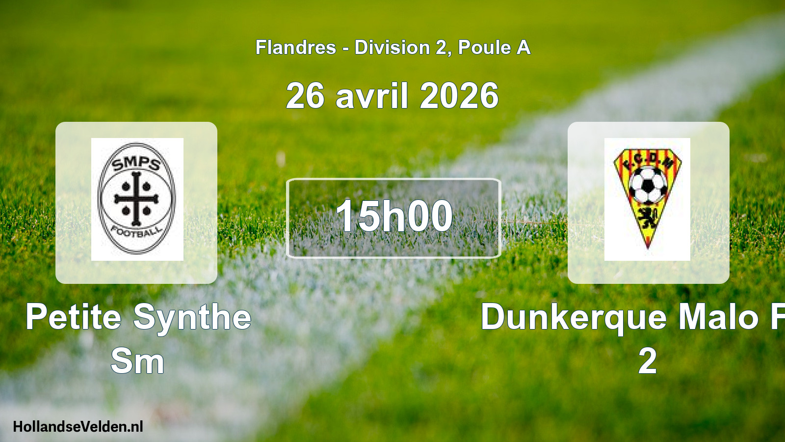 Match programmé: Petite Synthe Sm - Dunkerque Malo FC 2 (26 avril 2026)