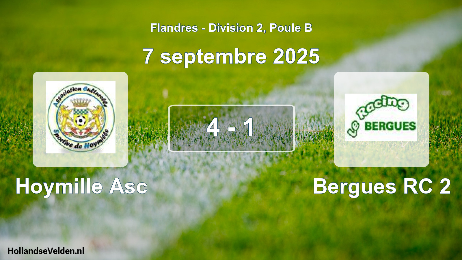 Match joué: Hoymille Asc - Bergues RC 2 4 - 1 (7 septembre 2025)