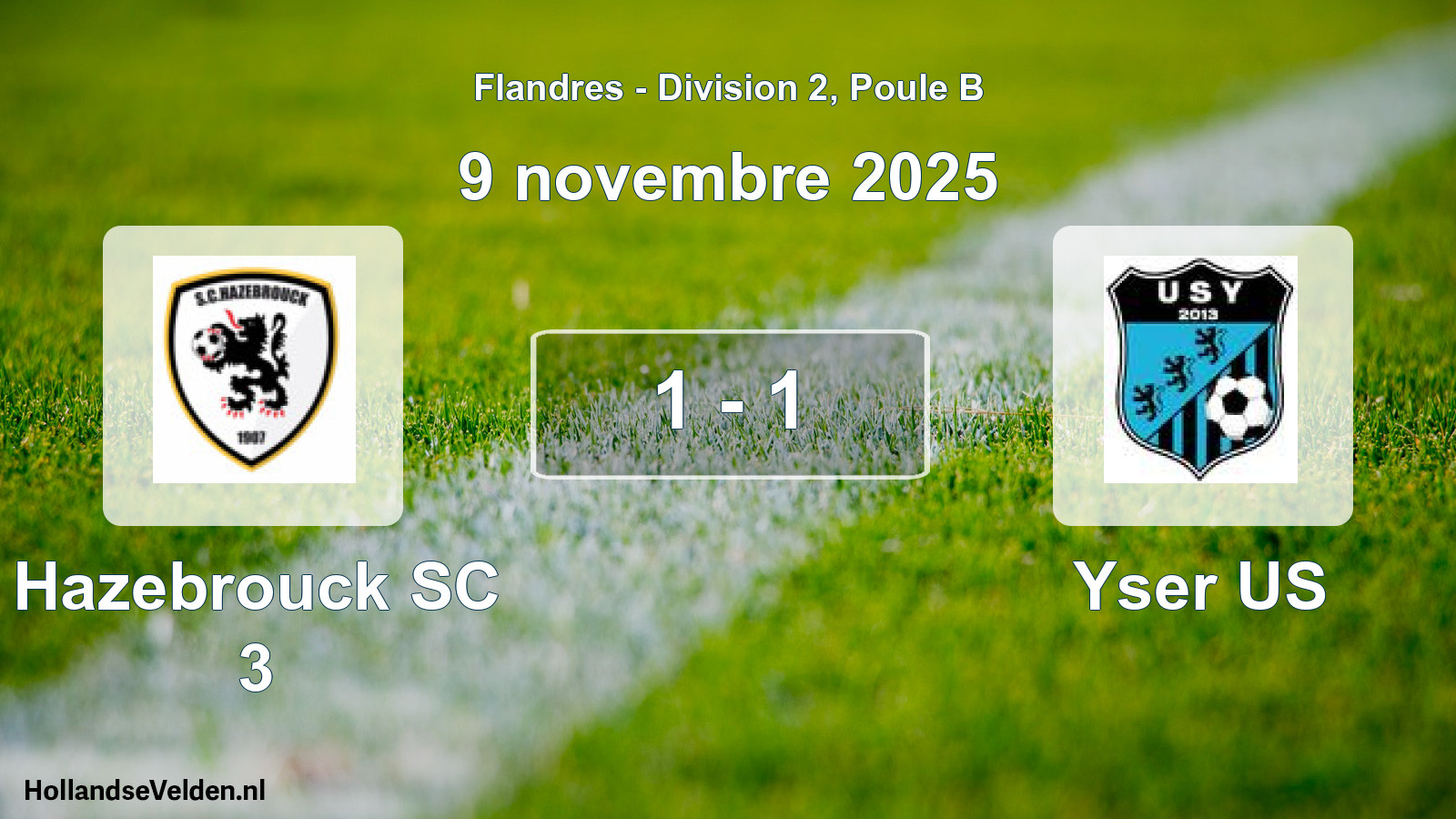 Match joué: Hazebrouck SC 3 - Yser US 1 - 1 (9 novembre 2025)