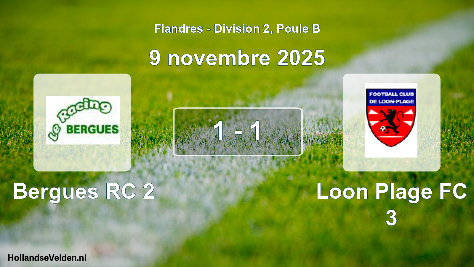 Match joué: Bergues RC 2 - Loon Plage FC 3 1 - 1 (9 novembre 2025)