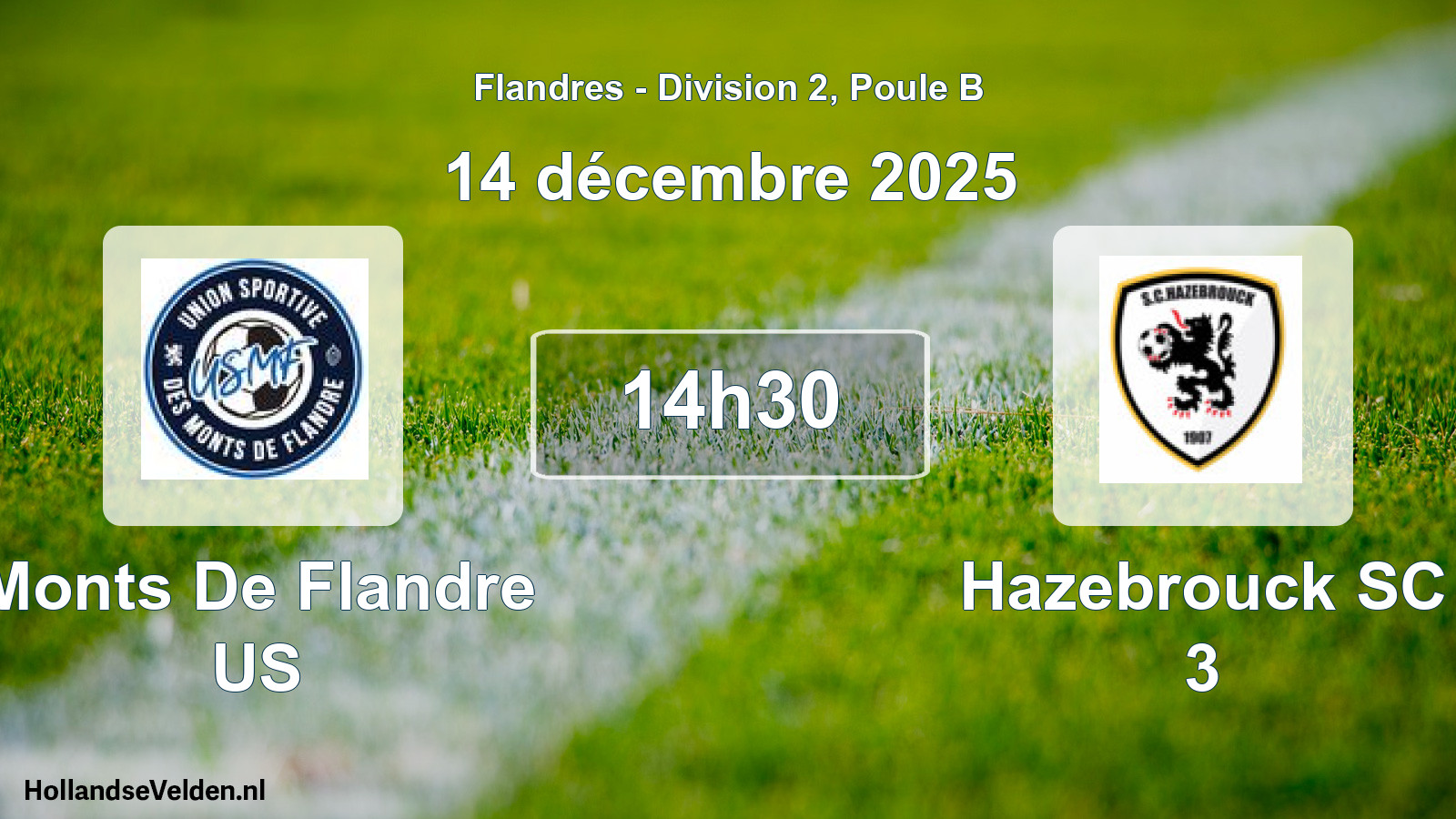 Match programmé: Monts De Flandre US - Hazebrouck SC 3 (14 décembre 2025)