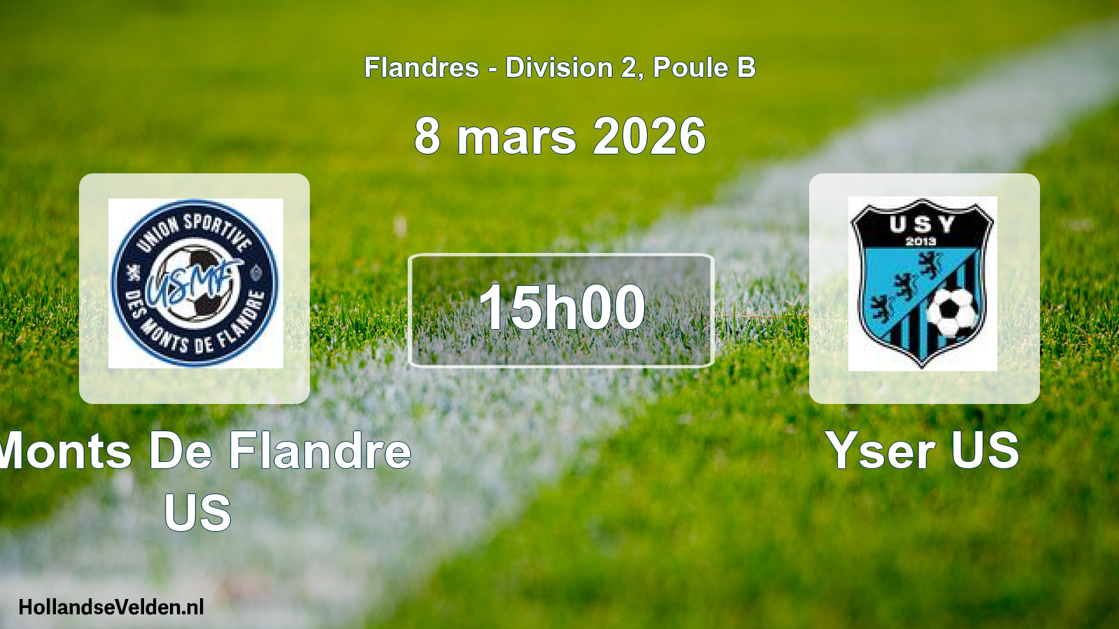 Match programmé: Monts De Flandre US - Yser US (8 mars 2026)