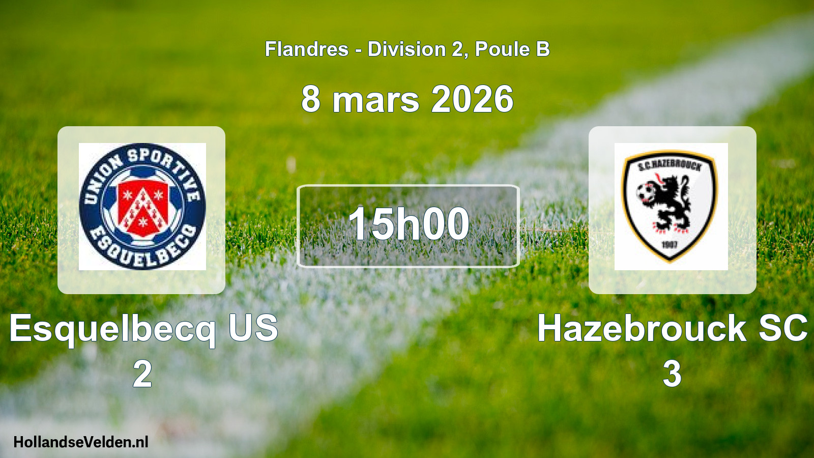 Match programmé: Esquelbecq US 2 - Hazebrouck SC 3 (8 mars 2026)