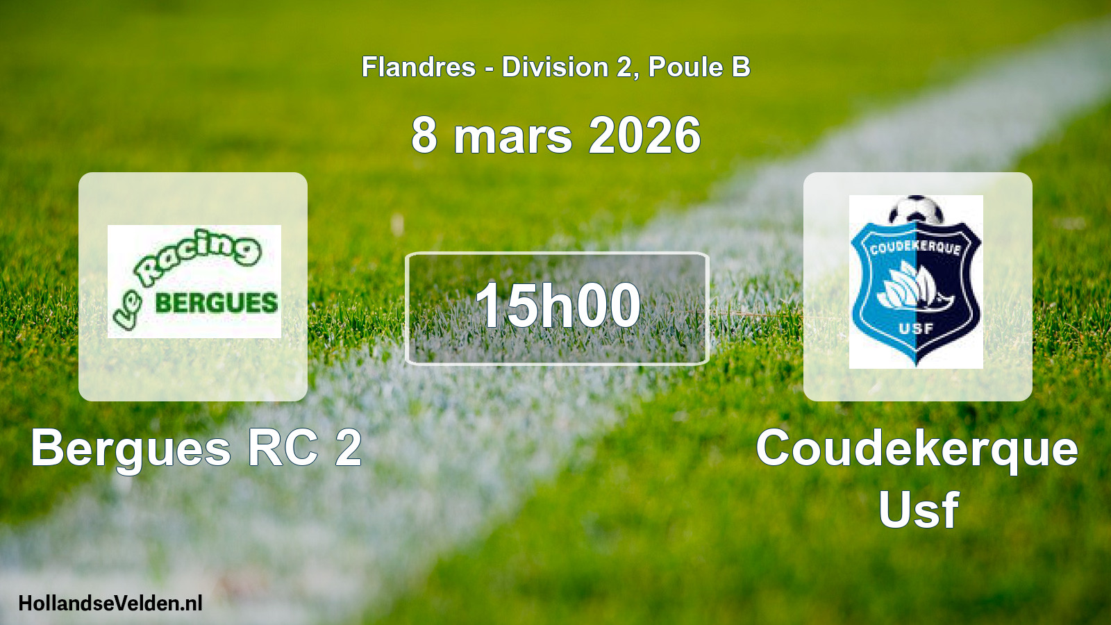 Match programmé: Bergues RC 2 - Coudekerque Usf (8 mars 2026)