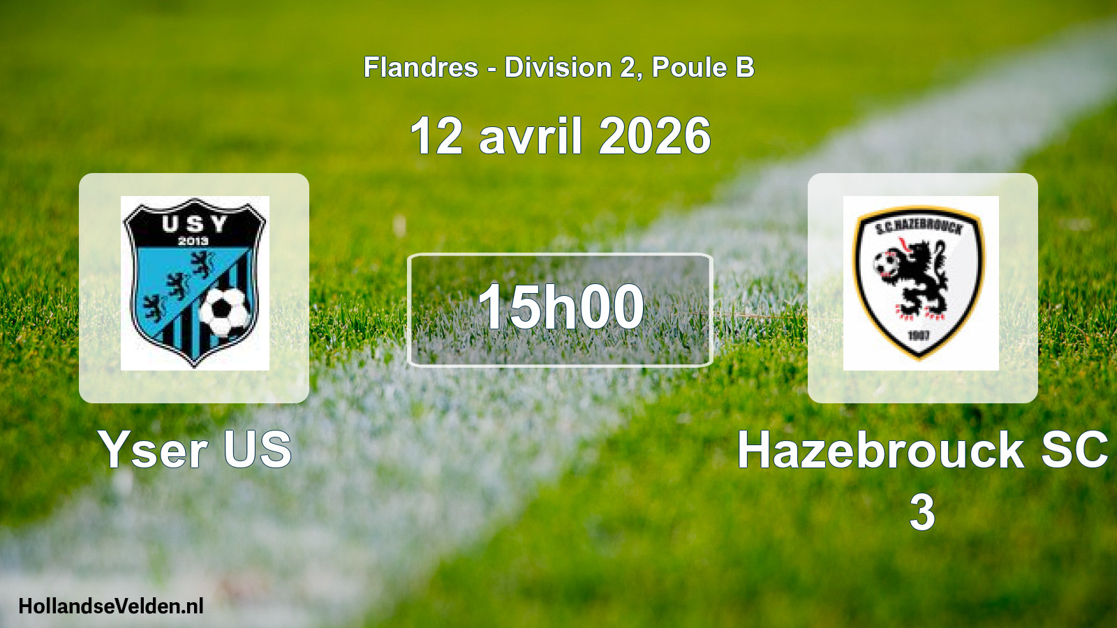 Match programmé: Yser US - Hazebrouck SC 3 (12 avril 2026)