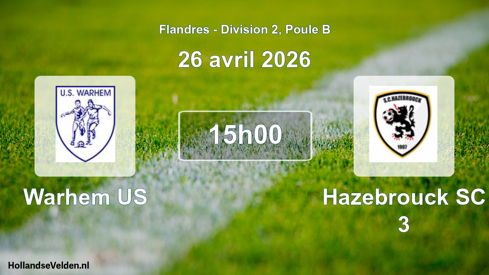 Geplande wedstrijd: Warhem US - Hazebrouck SC 3 (26 april 2026)