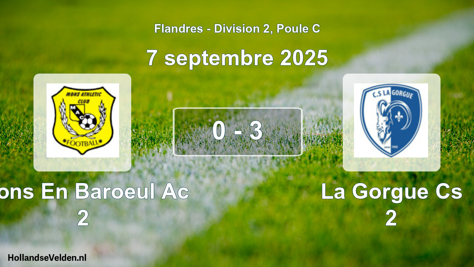 Gespeelde wedstrijd: Mons En Baroeul Ac 2 - La Gorgue Cs 2 0 - 3 (7 september 2025)