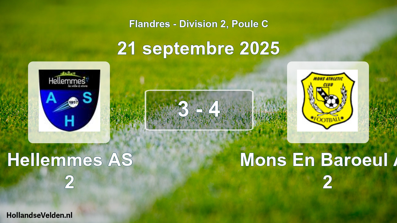 Match joué: Hellemmes AS 2 - Mons En Baroeul Ac 2 3 - 4 (21 septembre 2025)