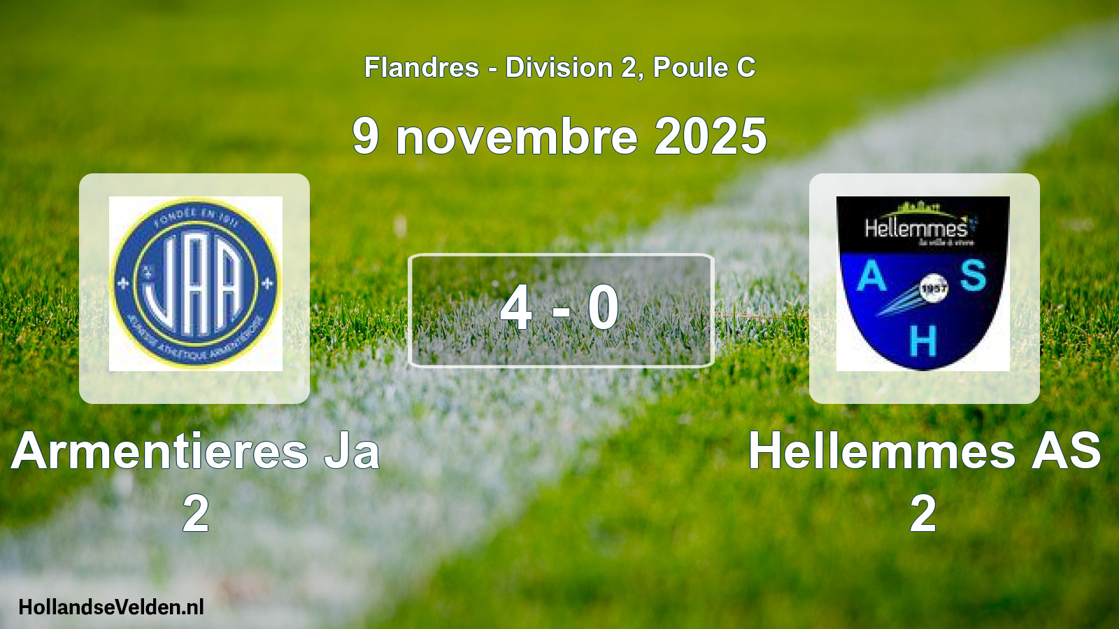 Match joué: Armentieres Ja 2 - Hellemmes AS 2 4 - 0 (9 novembre 2025)