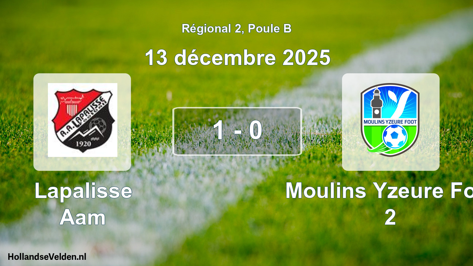 Total number of matches played: Lapalisse Aam - Moulins Yzeure Foot 2 1 - 0 (13 December 2025)