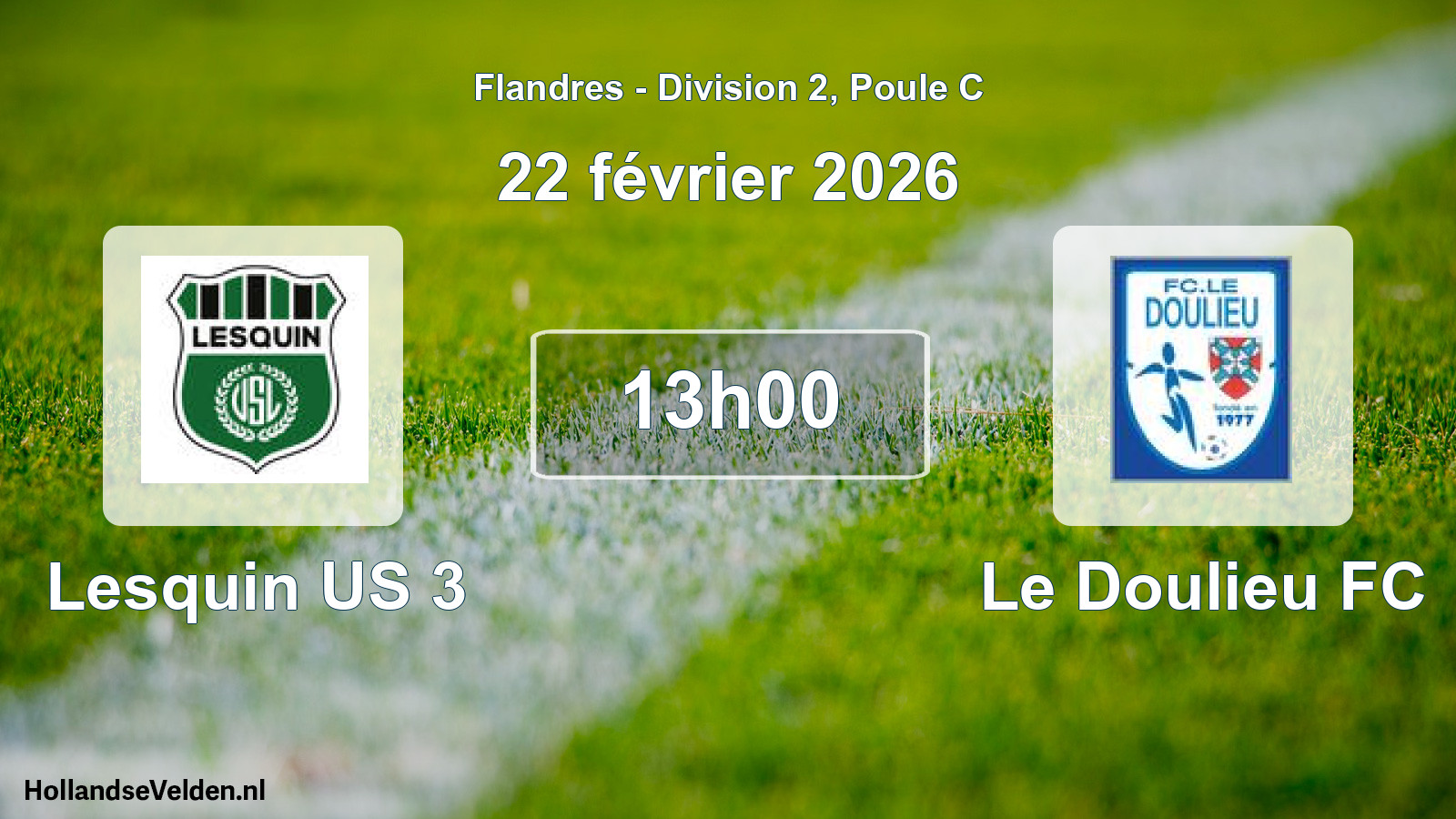 Match programmé: Lesquin US 3 - Le Doulieu FC (22 février 2026)
