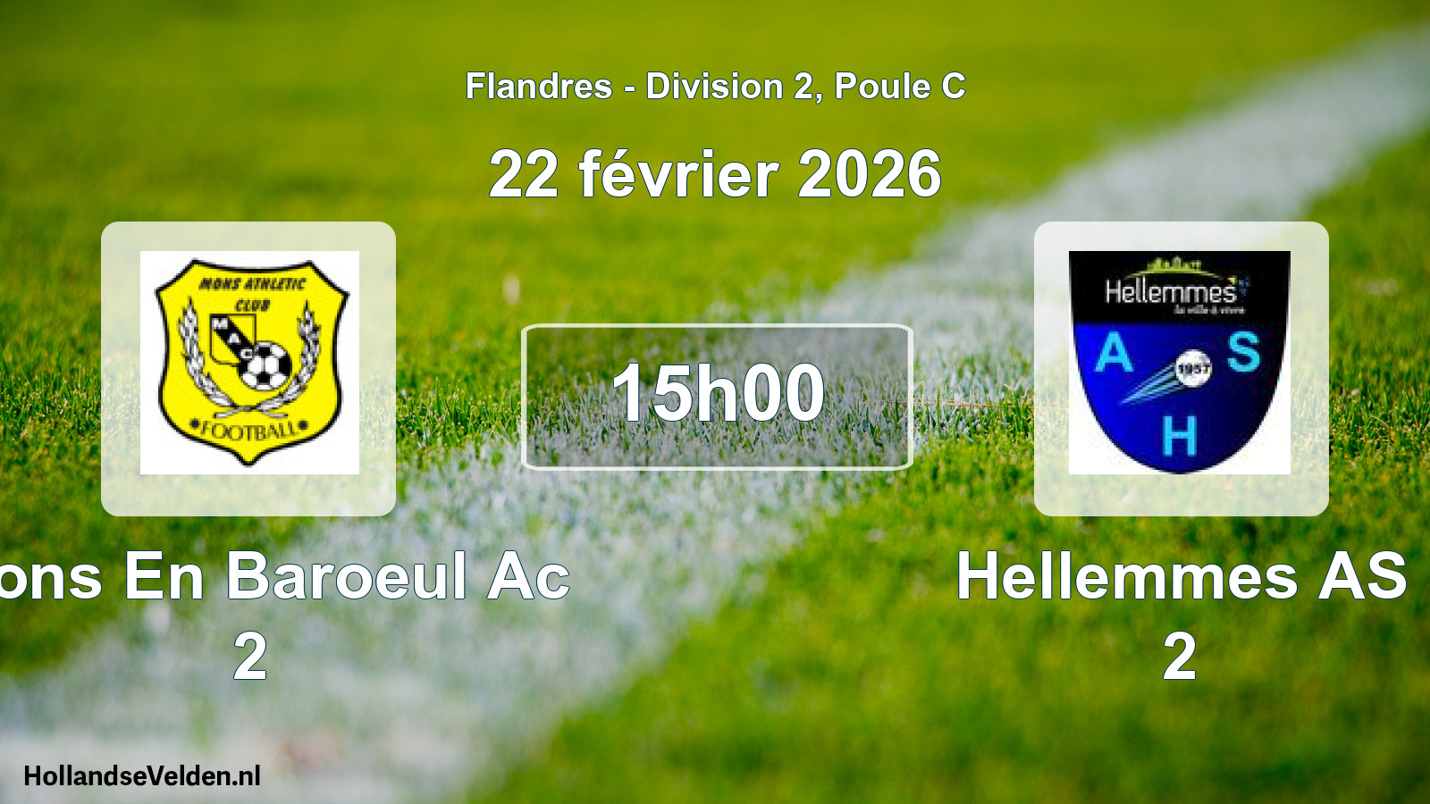 Match programmé: Mons En Baroeul Ac 2 - Hellemmes AS 2 (22 février 2026)