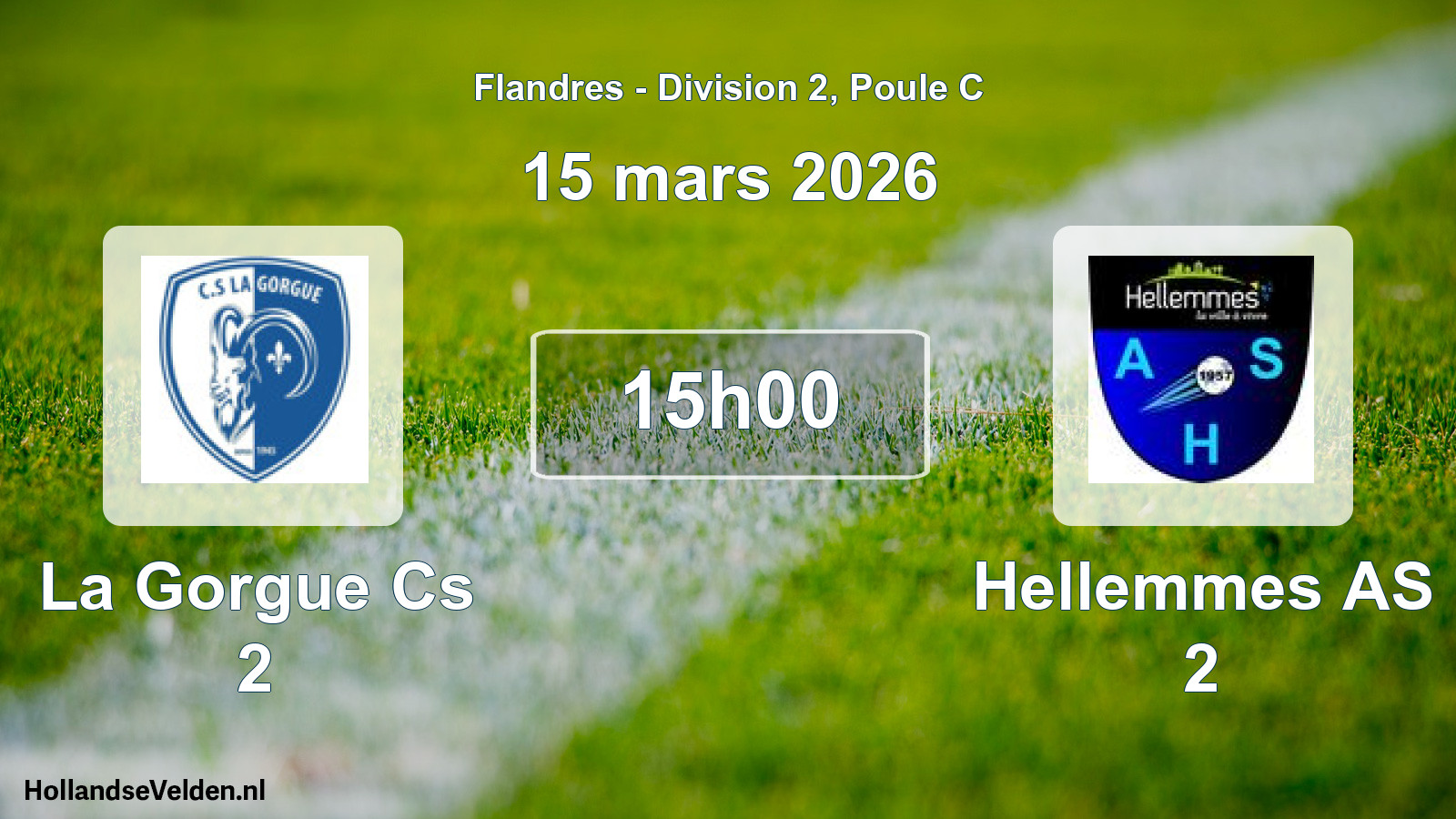 Match programmé: La Gorgue Cs 2 - Hellemmes AS 2 (15 mars 2026)