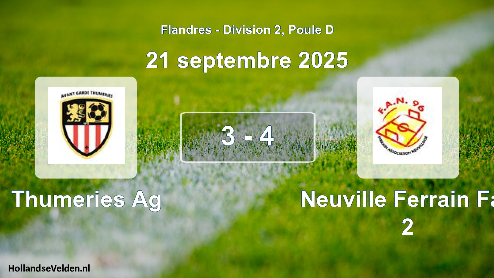 Match joué: Thumeries Ag - Neuville Ferrain Fan 2 3 - 4 (21 septembre 2025)