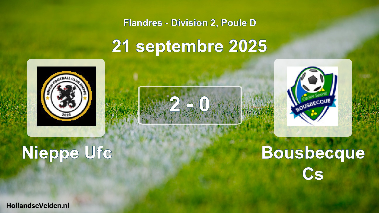 Gespeelde wedstrijd: Nieppe Ufc - Bousbecque Cs 2 - 0 (21 september 2025)