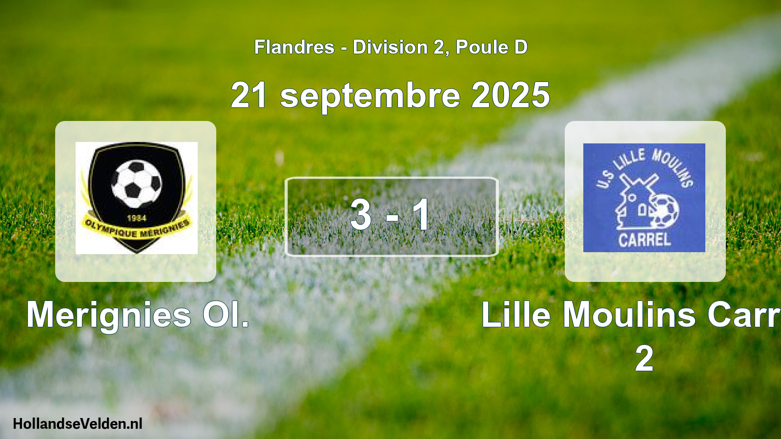 Match joué: Merignies Ol. - Lille Moulins Carrel 2 3 - 1 (21 septembre 2025)
