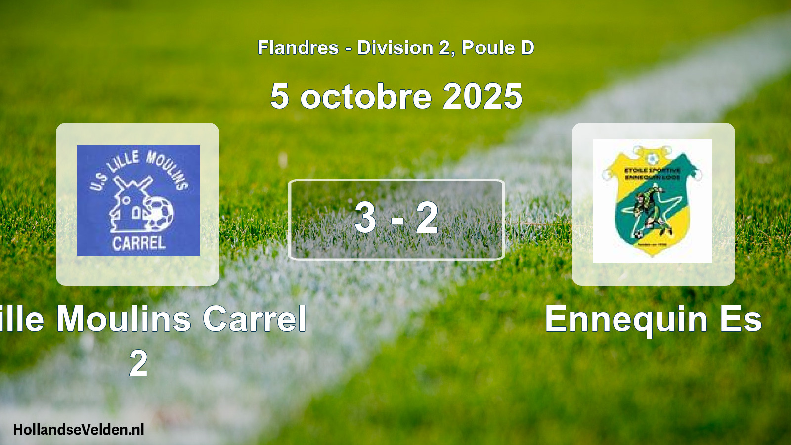 Match joué: Lille Moulins Carrel 2 - Ennequin Es 3 - 2 (5 octobre 2025)