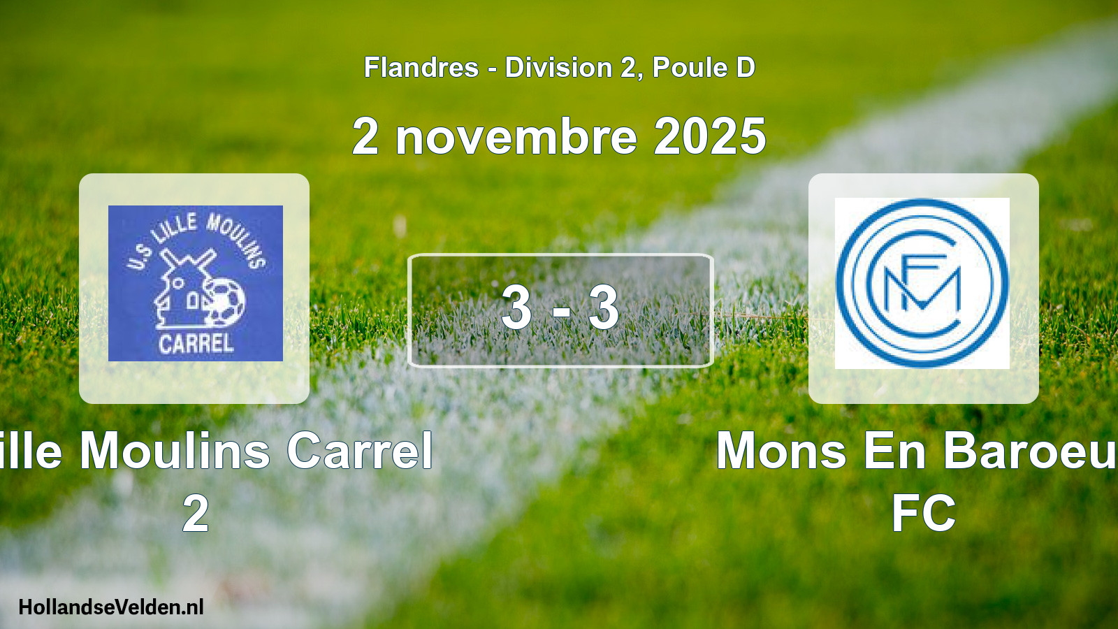 Gespeelde wedstrijd: Lille Moulins Carrel 2 - Mons En Baroeul FC 3 - 3 (2 november 2025)