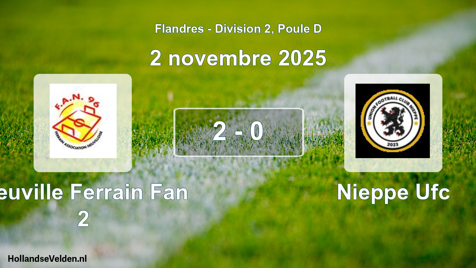 Gespeelde wedstrijd: Neuville Ferrain Fan 2 - Nieppe Ufc 2 - 0 (2 november 2025)