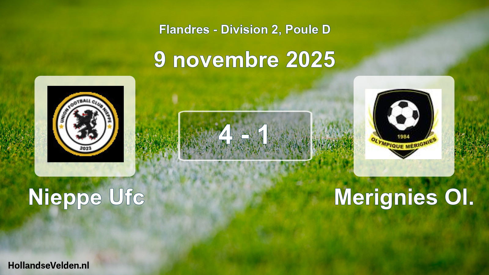 Match joué: Nieppe Ufc - Merignies Ol. 4 - 1 (9 novembre 2025)