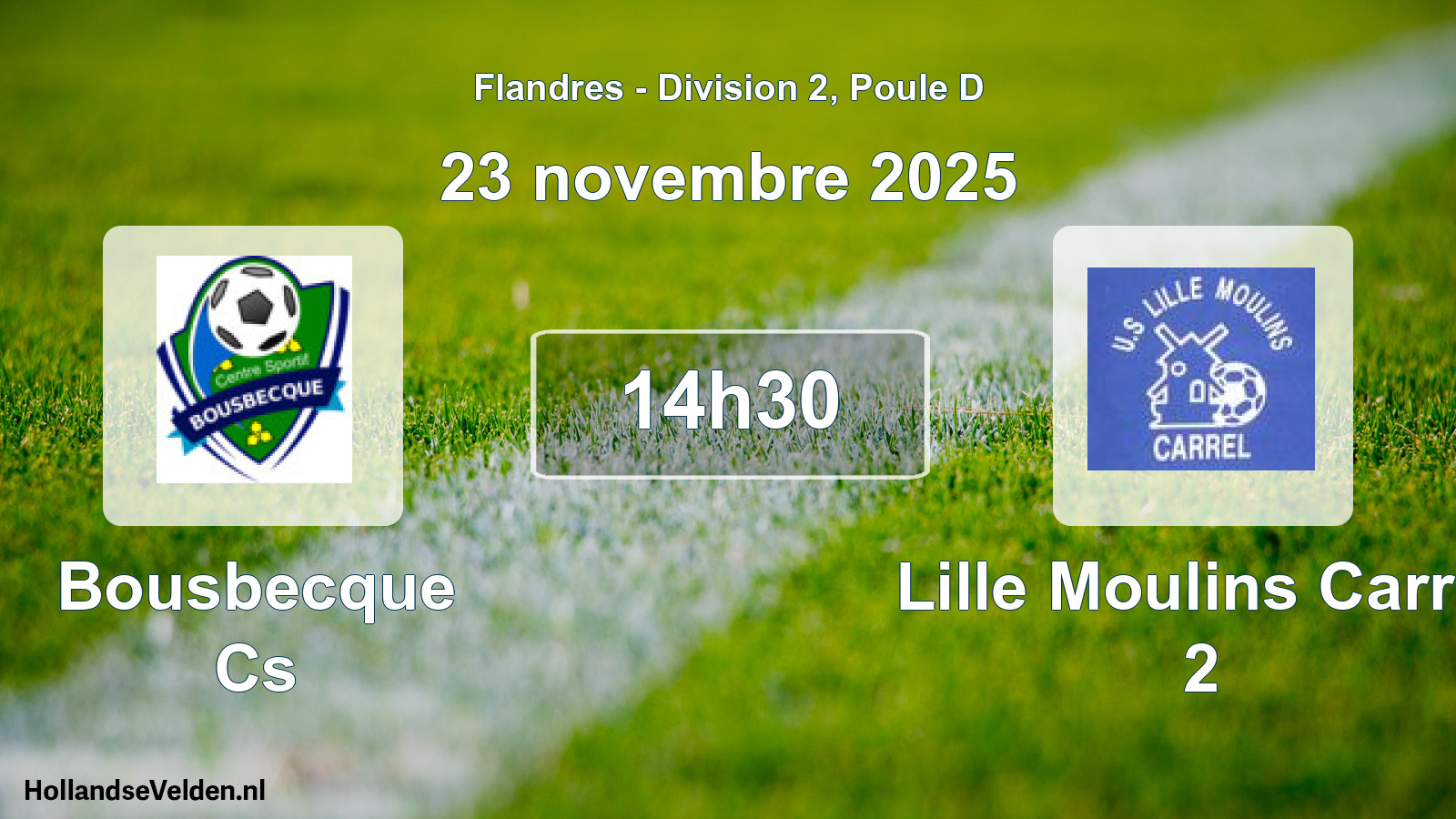 Match programmé: Bousbecque Cs - Lille Moulins Carrel 2 (23 novembre 2025)