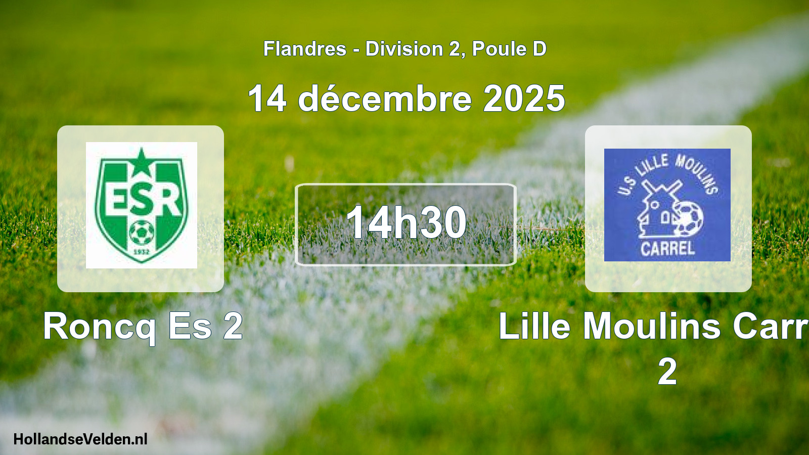 Match programmé: Roncq Es 2 - Lille Moulins Carrel 2 (14 décembre 2025)