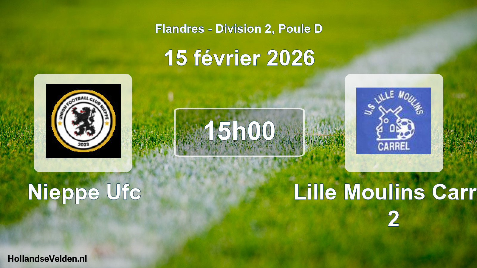 Match programmé: Nieppe Ufc - Lille Moulins Carrel 2 (15 février 2026)